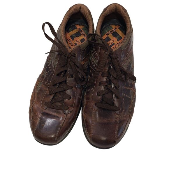 Skechers Mens Size 8.5  Relaxed Step Brown Leather Casual Lace-Up Shoes New Skechers Relaxed Step Lace Ups Black/Brown Leather Men  main image 2